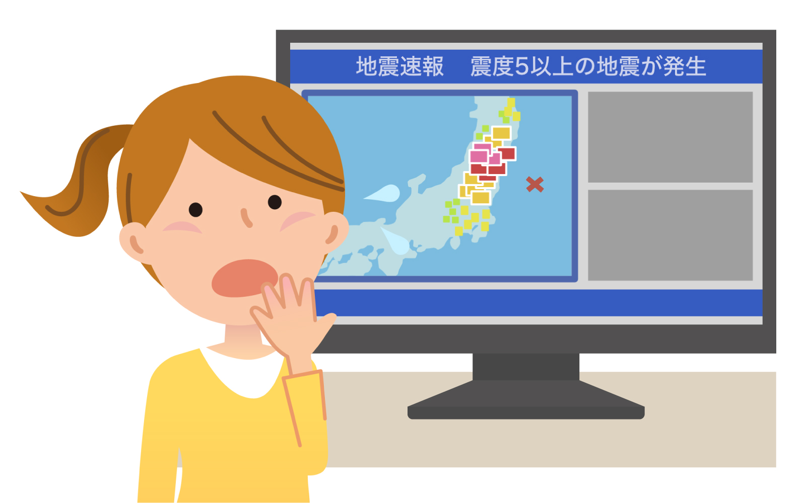 地震速報に驚く中学生