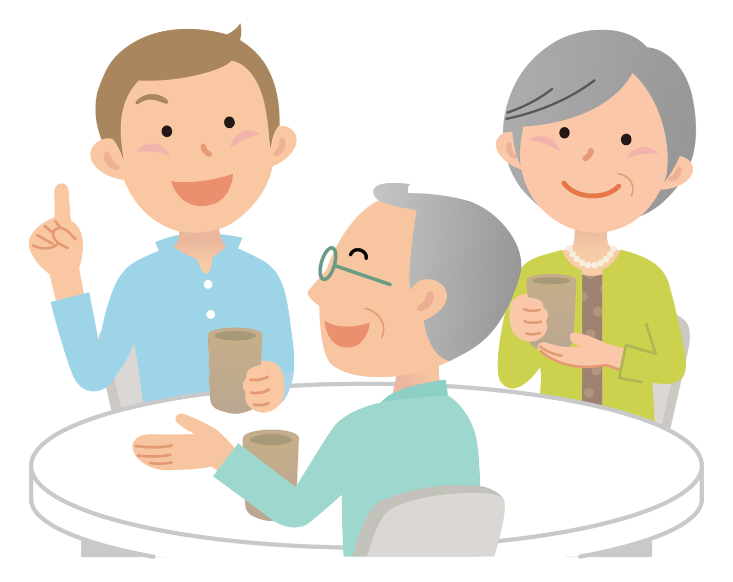 中学生と家族が話しているイラスト
